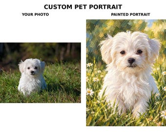 2 Pets Portrait Painting, Custom Pet Portrait from Photo, Digital Pet Painting
