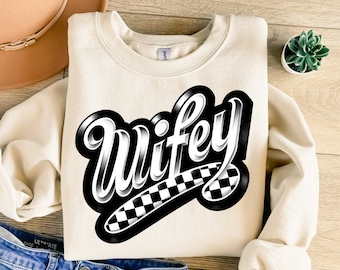 Wifey Png, Wife Png, Retro Png, Checkered Png, Trendy Png, Wifey Sublimation, Sublimation Design, T-Shirt Design, Sweatshirt Png