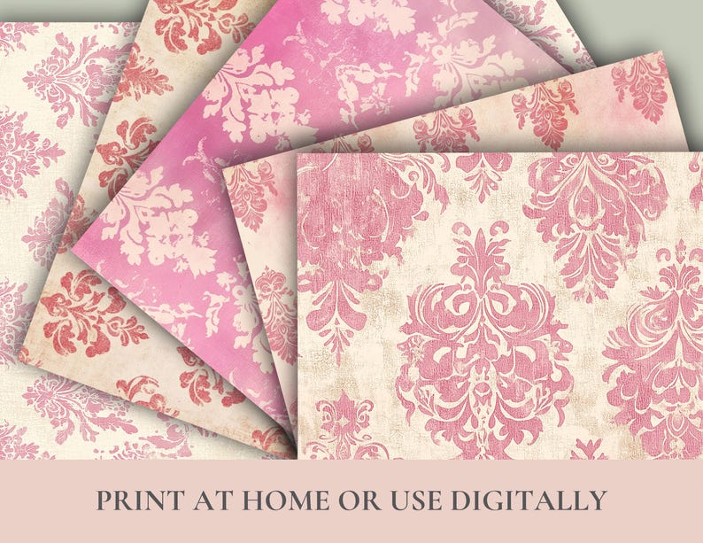 Junk Journal Pink Pattern Papers, Vintage Papers, Printable Paper ...