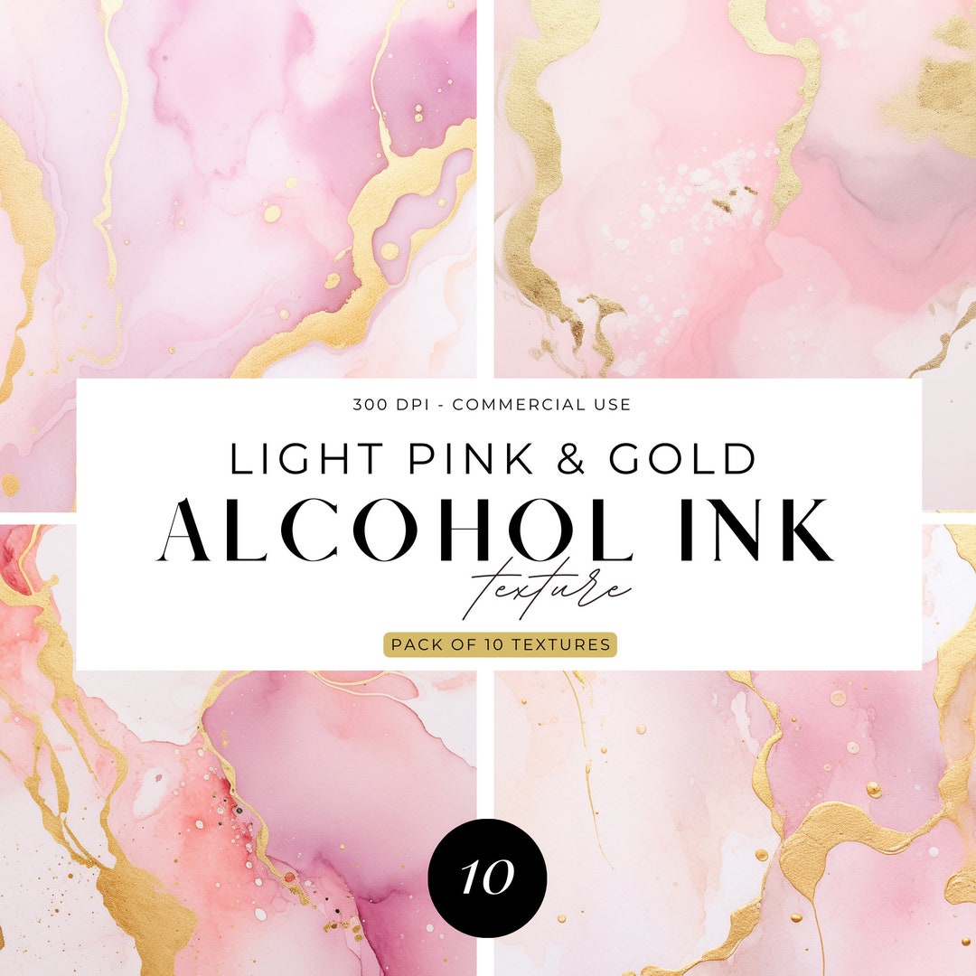 Light Pink &amp; Gold Alcohol Ink Texture, Transparent Png Clipart ...