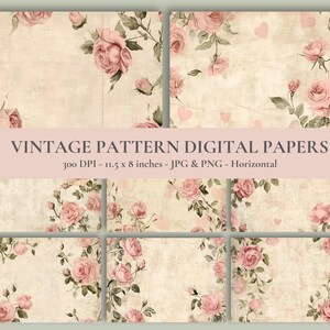 Junk Journal Pink Rose Papers, Vintage Papers, Printable Paper, Shabby, Collage Sheets, Vintage Ephemera, Digital Kit, Vintage, Printable