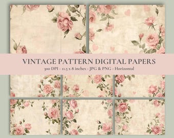 Junk Journal Rosa Rospapper, Vintagepapper, Utskrivbart Papper, Shabby, Collageark, Vintage Ephemera, Digitalt Kit, Vintage, Utskrivbart