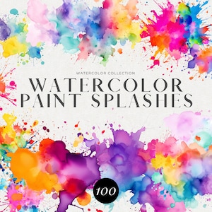 Lebendige Aquarell Spritzer - 100 PNG Clipart Bundle für kommerzielle Nutzung, Aquarell Spritzer, Alkohol Tinte PNG, abstrakte Cliparts, alkoholtinte