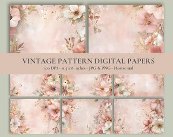Junk Journal Floral Papers, Vintage Papers, Printable Paper, Shabby, Collage Sheets, Vintage Ephemera, Digital Kit, Vintage, Printable