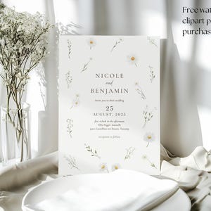 Wildflower Wedding Invitation Template, Wedding Invitation, Printable Wedding Invitation, Watercolor Floral Invitation, Floral Wreath