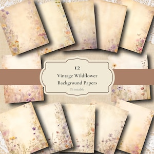 Junk Journal Wildflower Papers, Vintage Papers, Printable Paper, Shabby, Collage Sheets, Vintage Ephemera, Digital Kit, Vintage, Printable