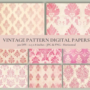 Junk Journal Pink Pattern Papers, Vintage Papers, Printable Paper, Shabby, Collage Sheets, Vintage Ephemera, Digital Kit, Vintage, Printable