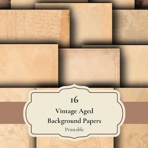 Junk Journal Aged Papers, Vintage Papers, Printable Paper, Shabby, Collage Sheets, Vintage Ephemera, Digital Kit, Vintage, Printable Paper