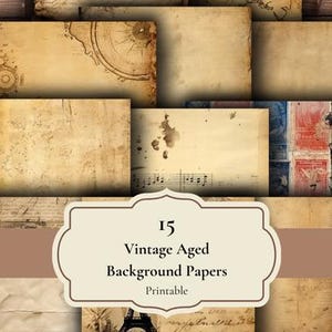 Junk Journal Aged Papers, Vintage Papers, Printable Paper, Shabby, Collage Sheets, Vintage Ephemera, Digital Kit, Vintage, Printable Paper