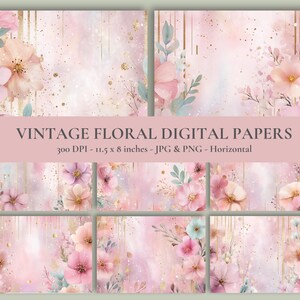 Junk Journal Floral Papers, Vintage Papers, Printable Paper, Shabby, Collage Sheets, Vintage Ephemera, Digital Kit, Vintage, Printable