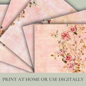Junk Journal Pink Rose Papers, Vintage Papers, Printable Paper, Shabby ...