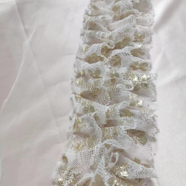 White Three-Layer Mesh Lace Trim Embroidery Floral Eyelet Lace Trim Retro Fresh Style Lace Trim DIY Clothing Accessories