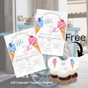Ice Cream Gender Reveal - Gender Reveal Digital Invites