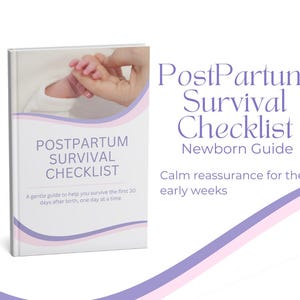 Postpartum Survival Checklist, First 30 Days After Birth, Postpartum Recovery Checklist, Day by Day New Mom Printable
