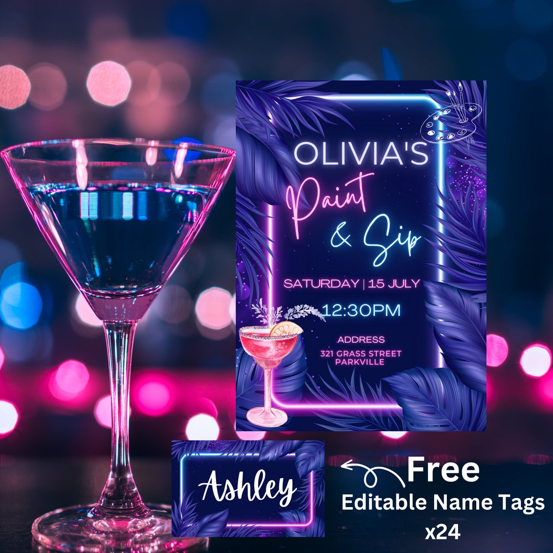 Sip Invitation for Paint & Sip Party Let's Pour and Paint Etsy