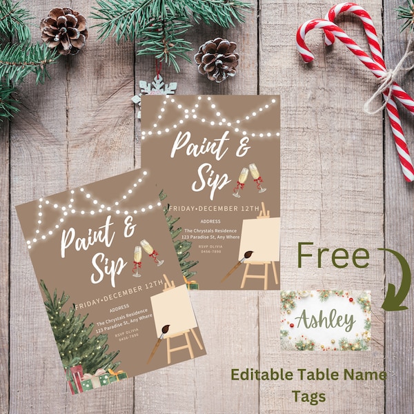 Christmas Paint & Sip: Digital Invites for Festive Fun