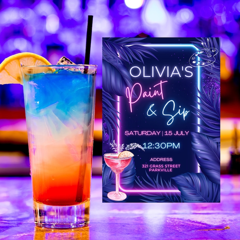 Sip Invitation for Paint & Sip Party Let's Pour and Paint Etsy