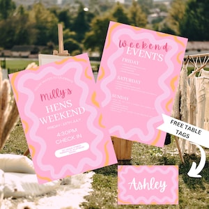 Pink & Yellow Swirl Bachelorette Party Invitation - Digital Download