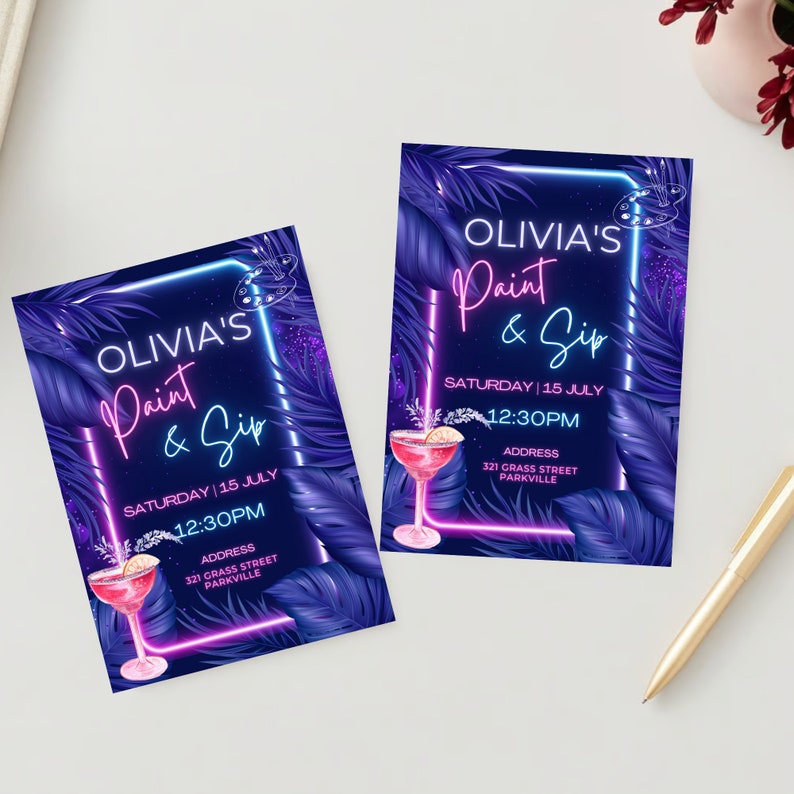 Sip Invitation for Paint & Sip Party Let's Pour and Paint Etsy