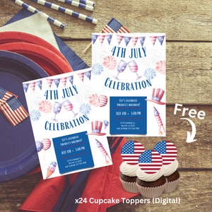 4th July Independence Celebration - BBQ & Fireworks Party Invitations