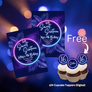 Trendy Fluro Lights Sweet Sixteen Invitation - Glow Up!