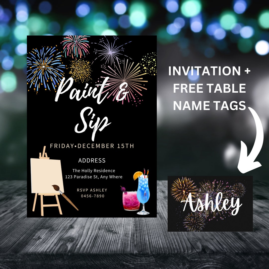 Cheers to 2023 NYE Digital Paint & Sip Party Invitation Etsy