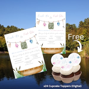 Fishing Gender Reveal Fish-he-she  - Gender Reveal Digital Invites