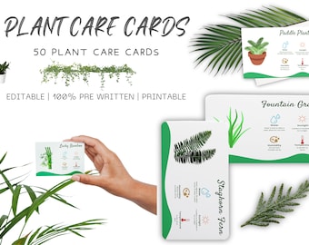 Houseplant Plant Care Cards | Plant Label | Printable | Common Houseplants | Pre-Written | Garden Template | Garden Nature Succulent Guide