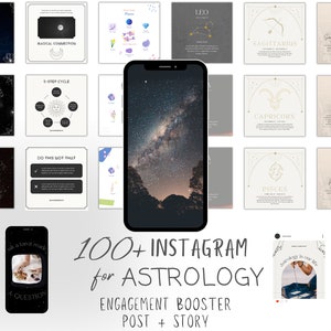 Celestial Instagram Post Templates - Engagement Booster Spiritual Instagram Template-Canva-Holographic-Moon Magic-Astrology - Zodiac - Tarot