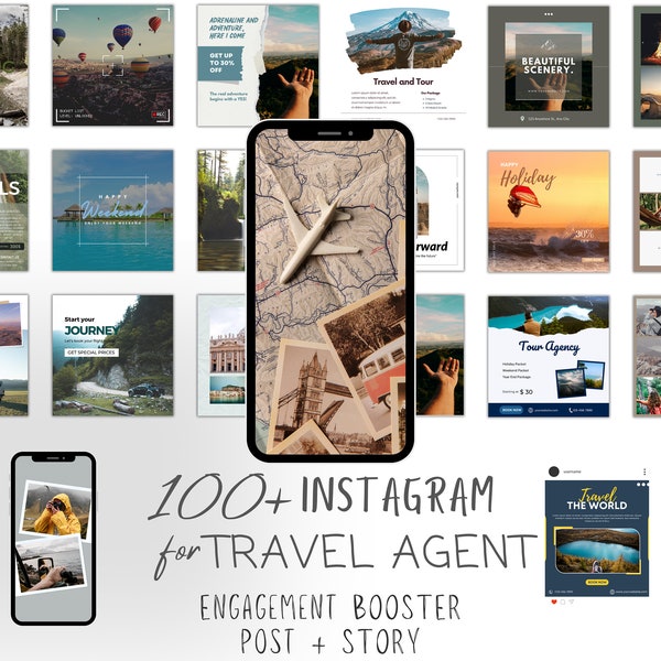 Travel Instagram Templates | Travel Agent Instagram Post | Travel Blogger Templates | Travel Influencer Instagram | Travel Template Canva