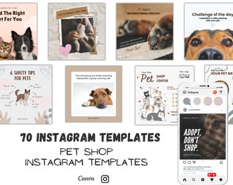 Pet Store Templates for Social Media Pet Posts | Editable Pet Store Veterinarian Social Media Templates |Dog Lover Instagram Templates