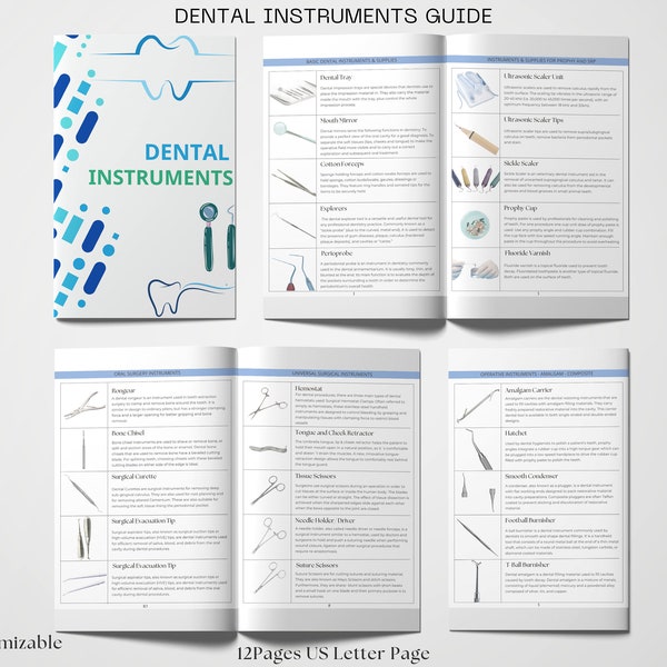 Comprehensive Guide to Dental Instruments, Dental Student, Dental Assisting Handbook, Dental Template, Dental Student Instrument Kit