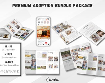 Pack d'adoption, profil d'adoption numérique, modèle de profil d'adoption sur Canva, faire-part d'adoption, panneau d'annonce d'adoption