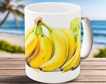 Cute Banana Mug - Fruit Mug, Fun Mug, Summer Mug, Seasonal Mug, Gift Mug, Custom Mug