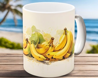 Cute Banana Mug - Fruit Mug, Fun Mug, Summer Mug, Seasonal Mug, Gift Mug, Custom Mug