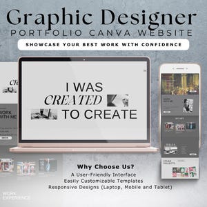 Graphic Designer Portfolio Canva Website, Landing Page, Creative Personal Resume, One Page Website, Professional Portfolio, UI/UX Designer