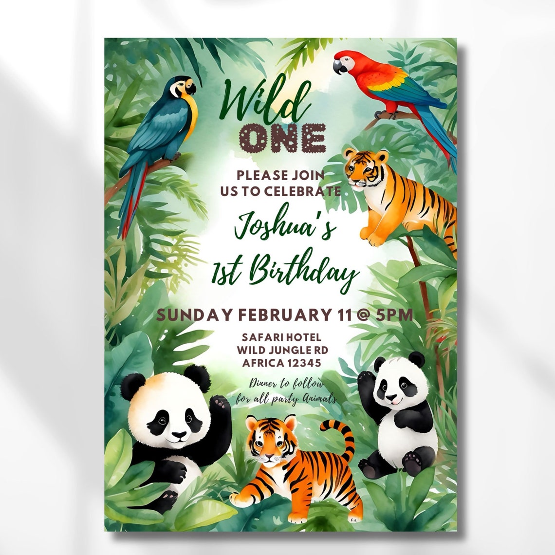 Editable Safari Birthday Invitation,panda Birthday Invitation,wild One ...