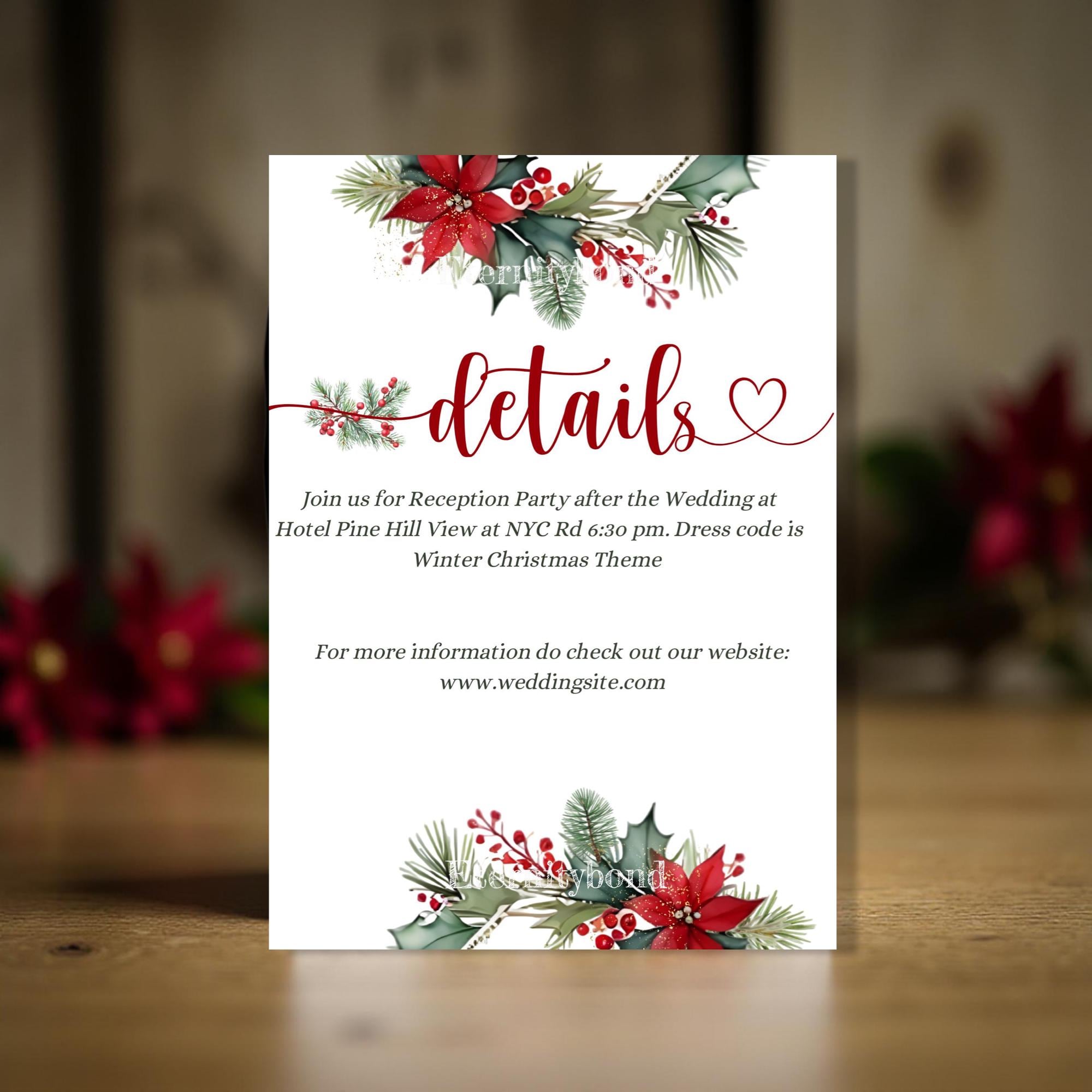 Christmas Wedding Invitation,winter Berry Design (digital Editable) - Etsy