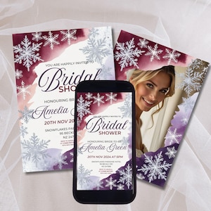 Winter Snowflake Bridal Shower Invitation Template (Digital Download)