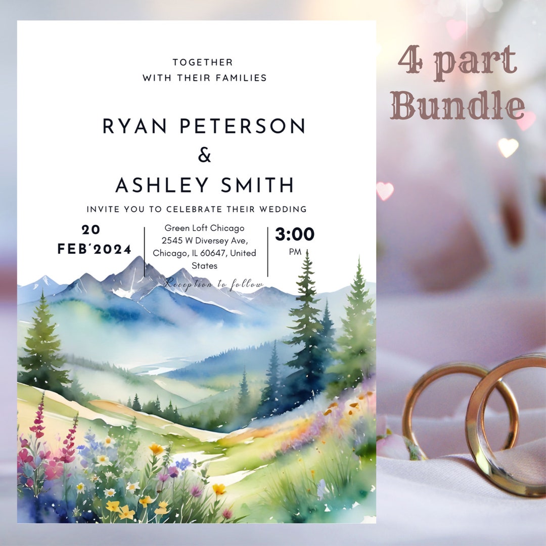 Mountain Wedding Invitation Bundle wedding Invitation Suite destination