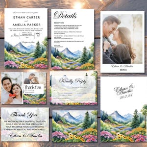 Mountain Wildflower Wedding Invitation Set: Summer Garden Theme (Digital Download)