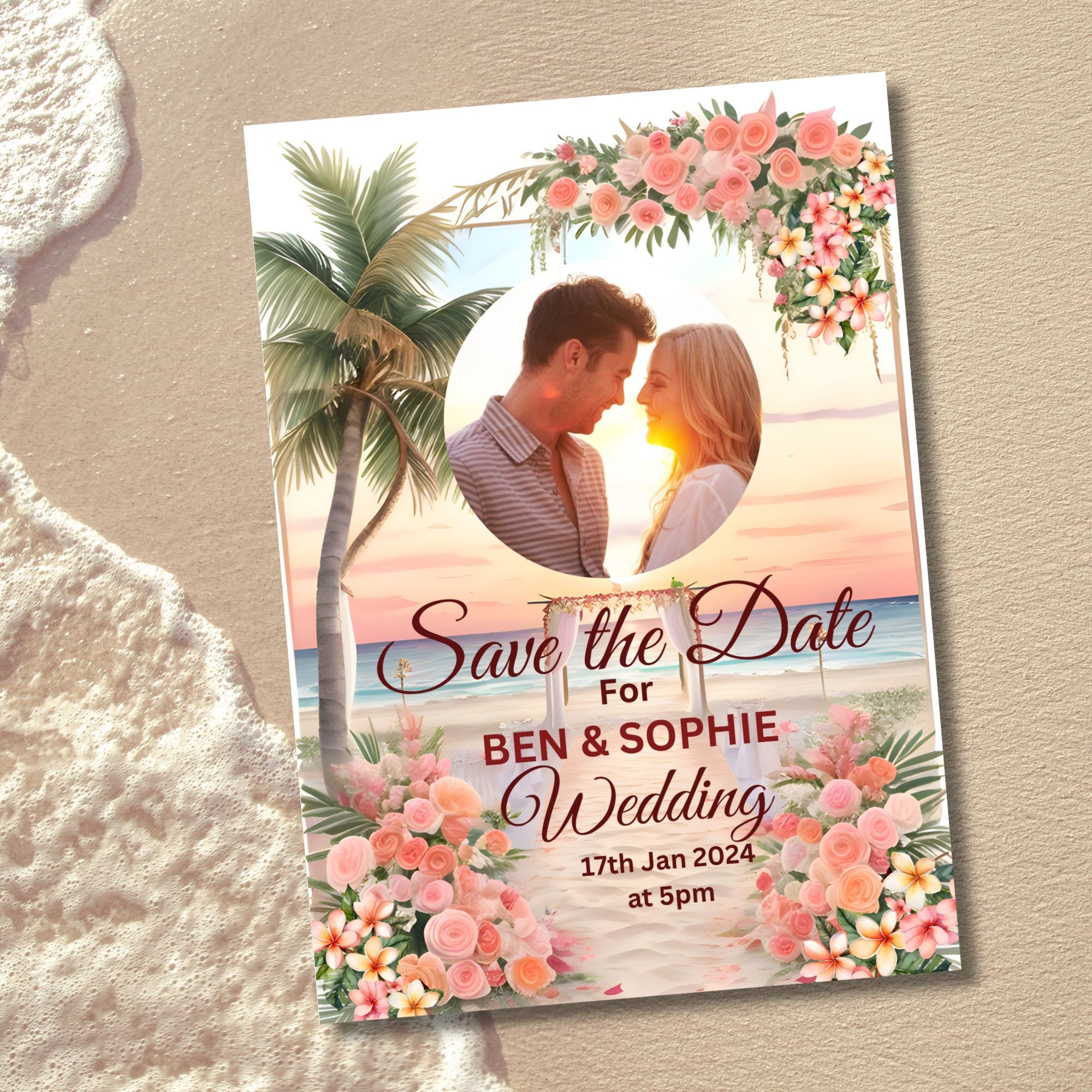 Beach Wedding Invitation Templates,tropical Wedding Invitation Suite ...