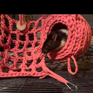 3  piece crochet hammock set for small animals such as rats,hamster,mice or . Rat cage accessories.Crochet,handmade.Eco-friendly 100%cotton.