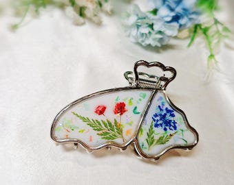 Handmade Pressed Flower Hair Claw: Unique Metal Hair Clip
