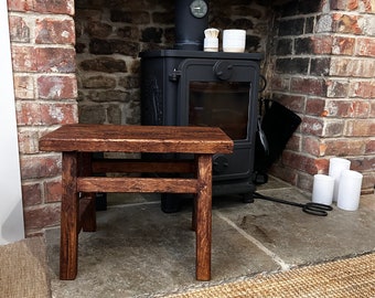 Solid Oak Rustic Milking Stool , Chair , Coffee Table , Custom Wooden Furniture , English Oak Table.