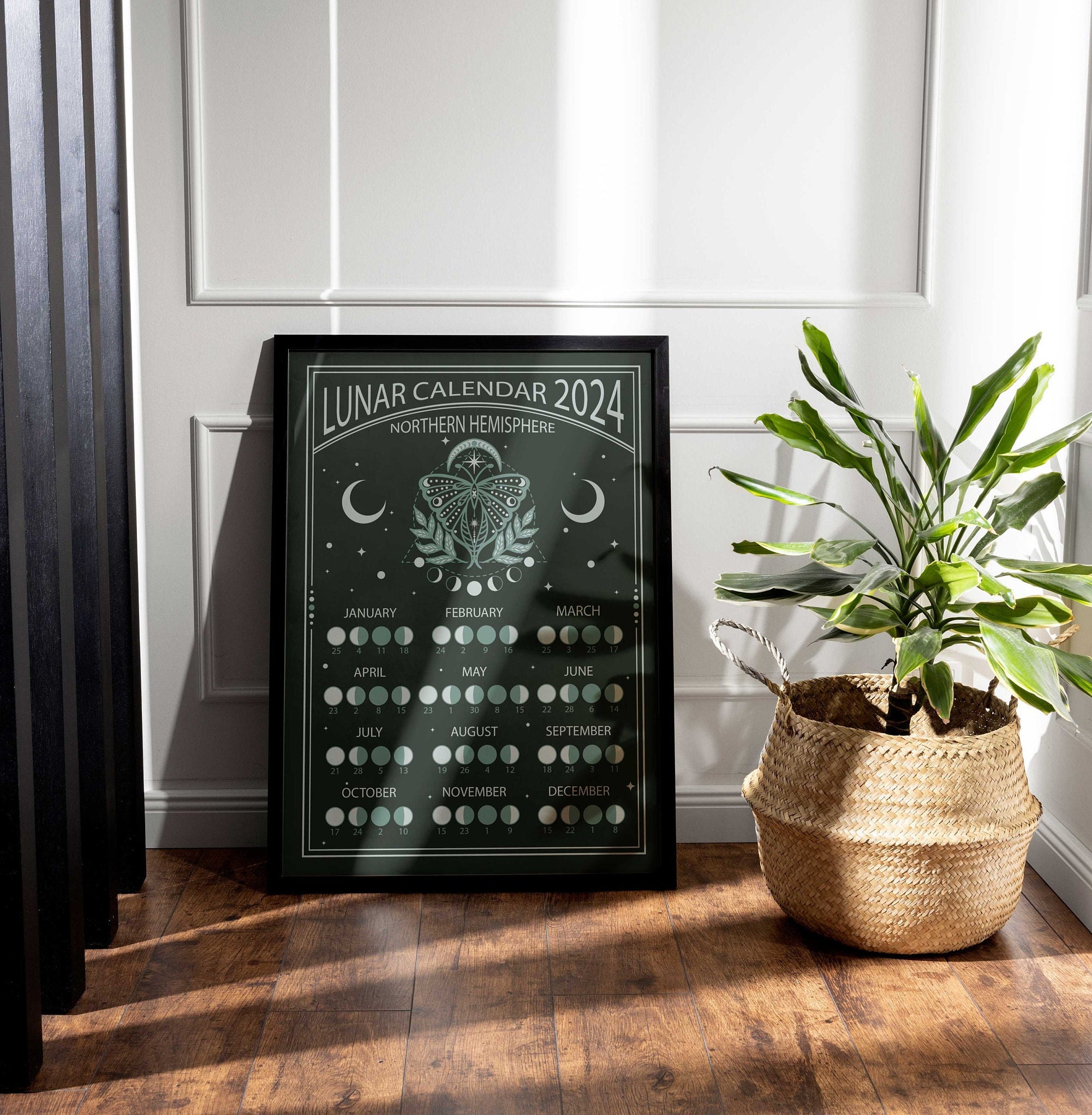 Printable Lunar Calendar Full Moon Calendar 2025 Moon Phases Etsy