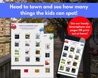 Town Scavenger Hunt | Outdoor Kids Activity | Printable Digital Download | Childrens Activity | City Scavenger Hunt | Phone Scavenger Hunt