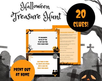 Treasure Hunt Halloween Theme Printable | 20 Clues and Guide | Kids Activity Digital PDF Download | Instant Download | Print at Home