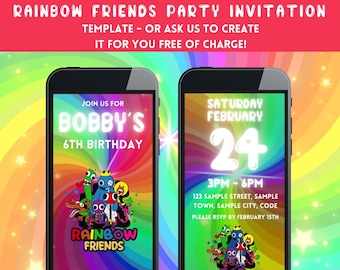 Rainbow Friends Birthday Party Invitation, Birthday Invitation, Kids Party Invitation, Roblox Party Invitation, Rainbow Friends Party,