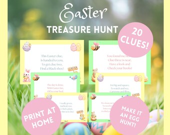Easter Treasure Hunt Printable | 20 Clues and Guide | Kids Activity Digital PDF Download | Instant Download | Easter Egg Hunt | Easter Game